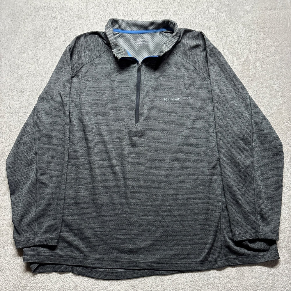 Vineyard Vines Pullover Mens XXL Sankaty Performance 1/4 Zip Gray Evening Sky